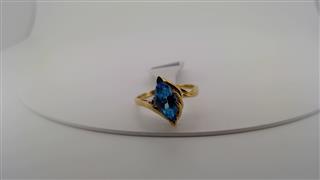 Blue Topaz Lady's Stone Ring 10K Yellow Gold 1.82g Size:6